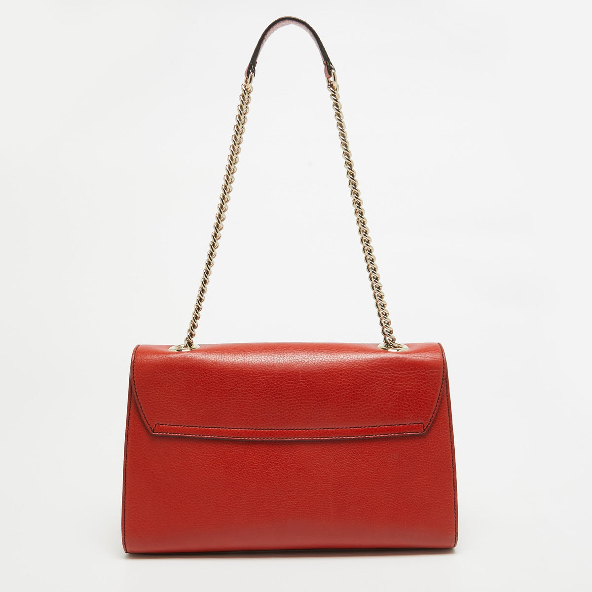 GUCCI Coral Red Leather Medium Emily Shoulder Bag