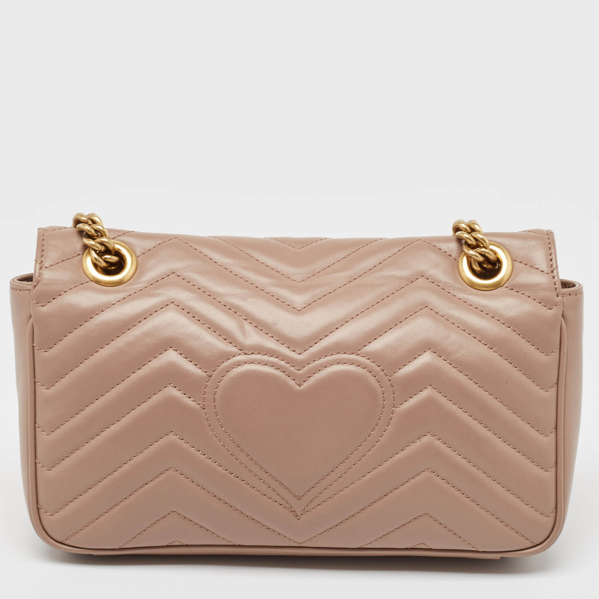 GUCCI Beige Matelasse Leather Small GG Marmont Shoulder Bag