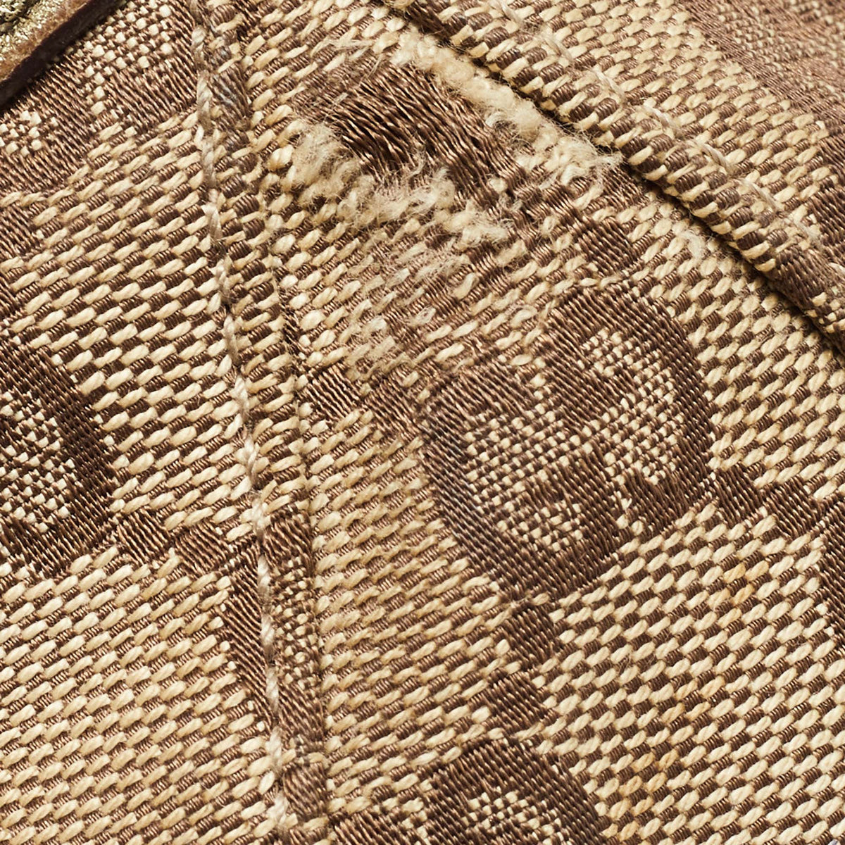 GUCCI Green/Beige GG Canvas and Leather Metal Bamboo Ring Hobo