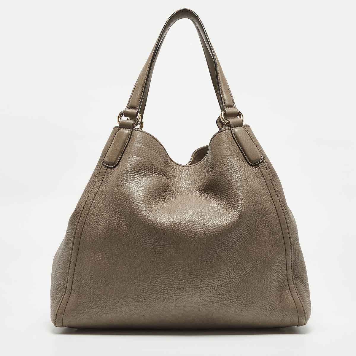 GUCCI Grey Pebbled Leather Medium Soho Shoulder Bag