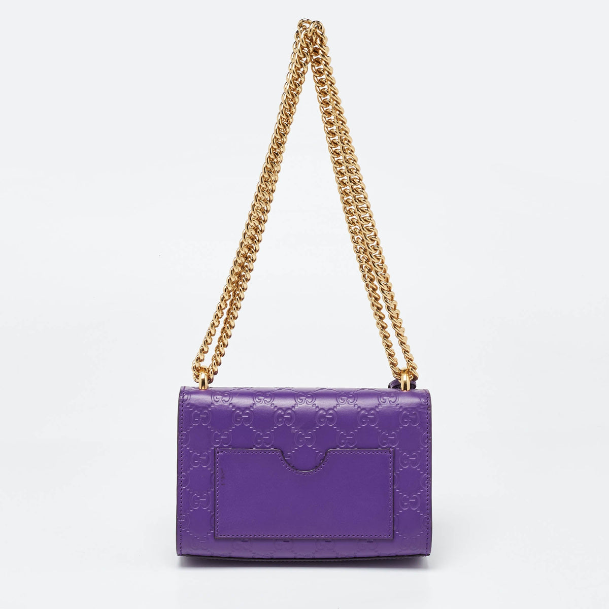 GUCCI Purple ssima Leather Small Padlock Shoulder Bag