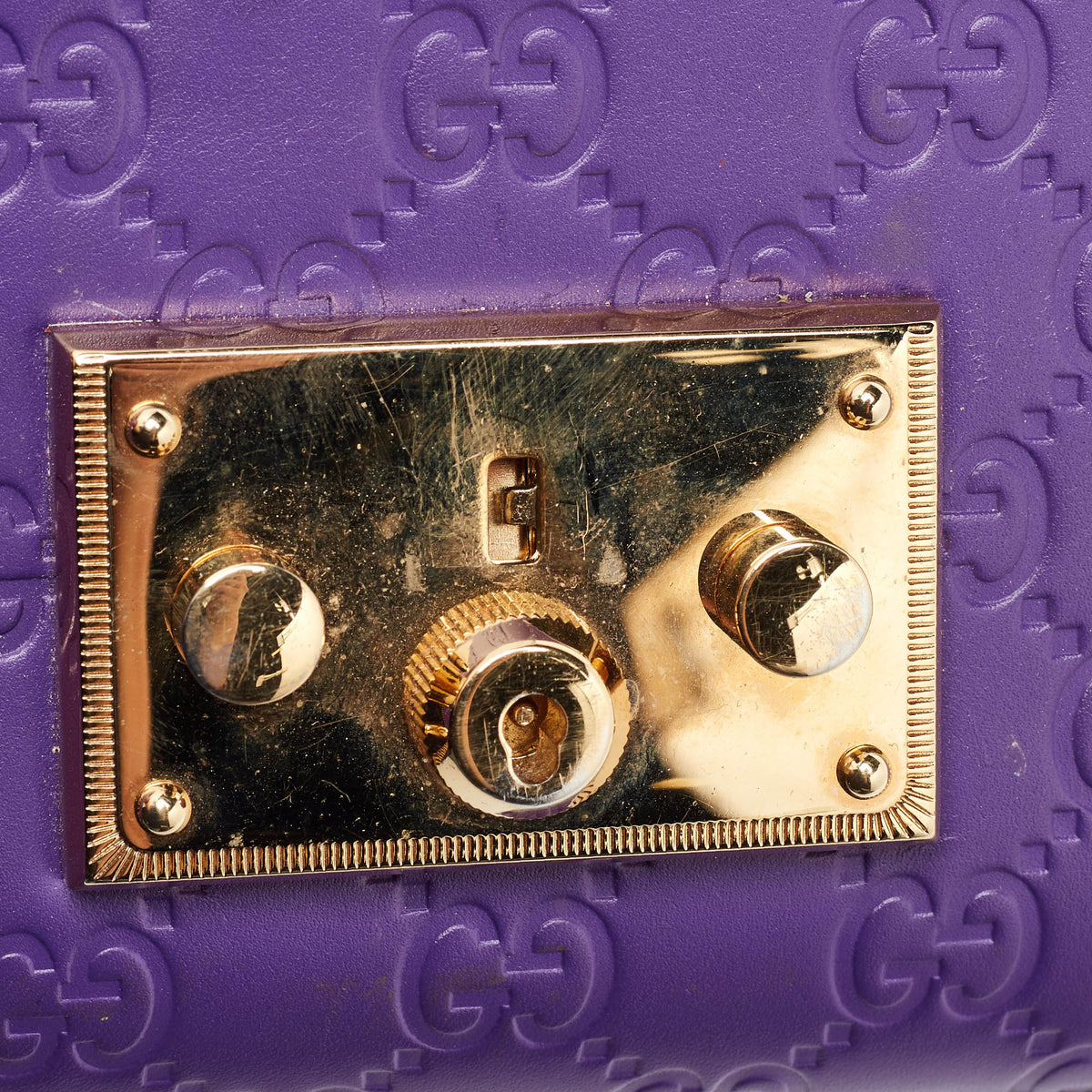 GUCCI Purple ssima Leather Small Padlock Shoulder Bag