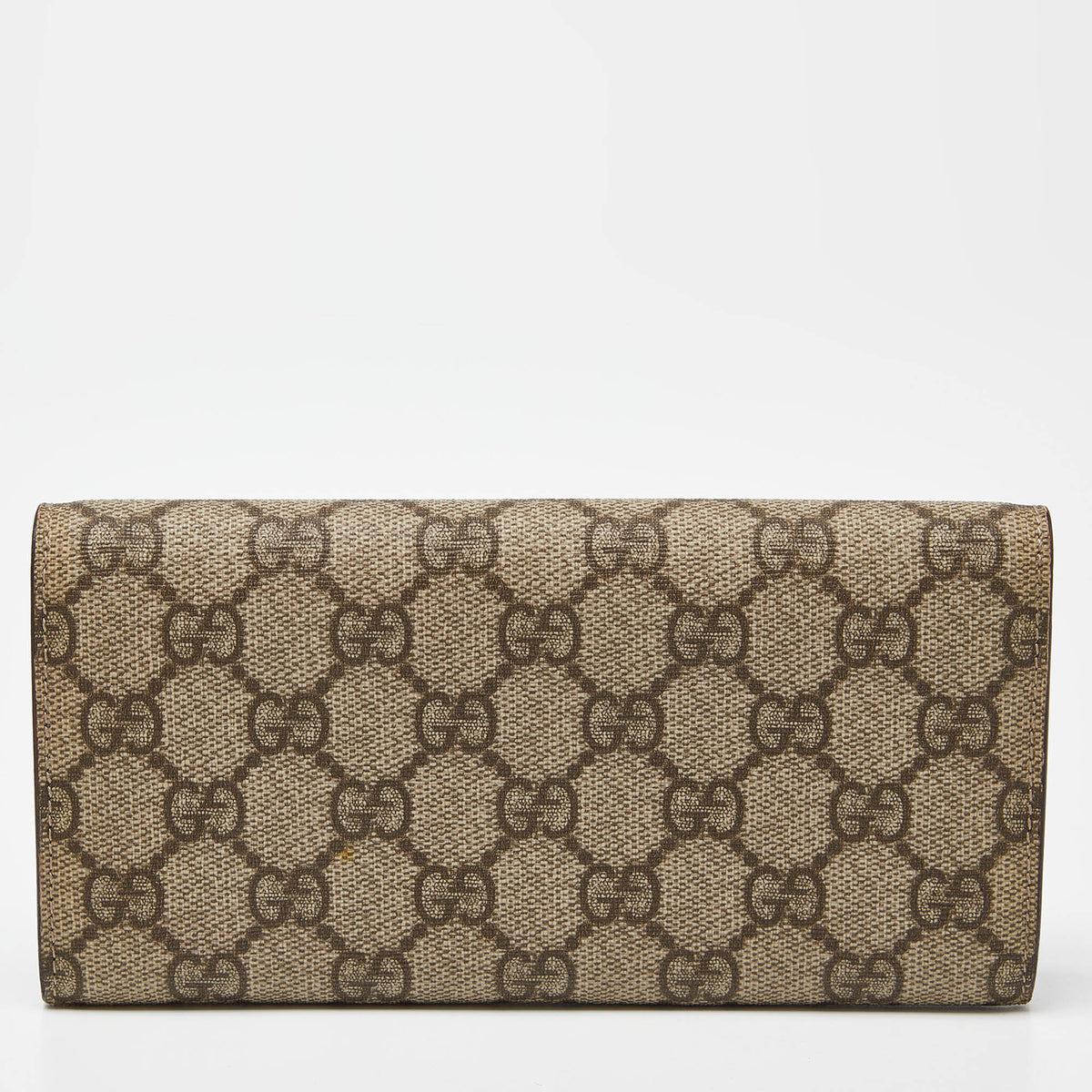 GUCCI Beige GG Supreme Canvas and Leather Continental Wallet