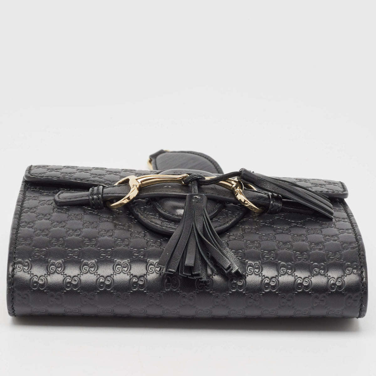 GUCCI Black MIcrossima Leather Mini Emily Chain Shoulder Bag