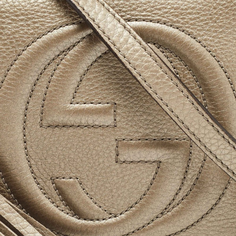GUCCI Metallic Leather Leather Small Soho Disco Crossbody Bag