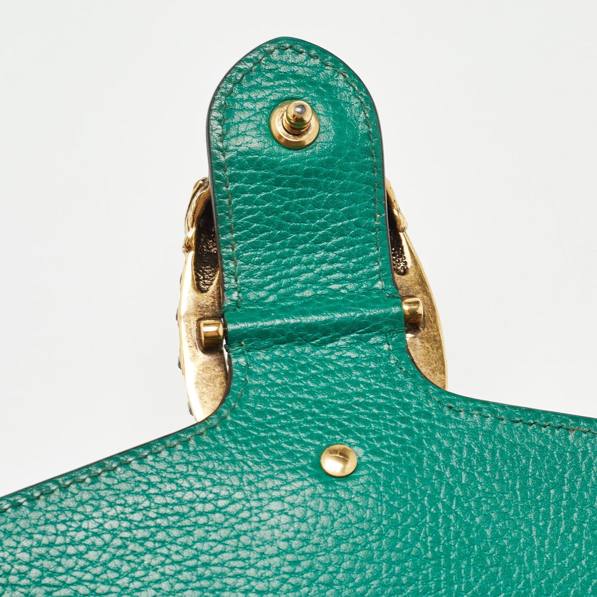 GUCCI Green Leather Small Dionysus Crystals Shoulder Bag