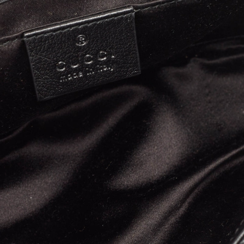GUCCI Black Diagonal Sequins and Leather Mini GG Marmont Shoulder Bag
