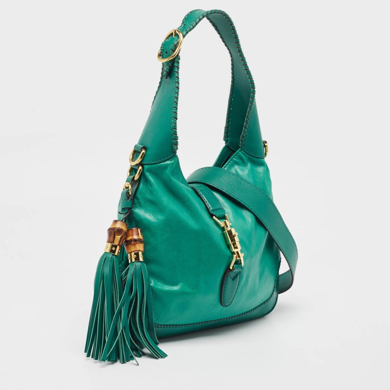 GUCCI Green Leather Medium New Jackie Hobo