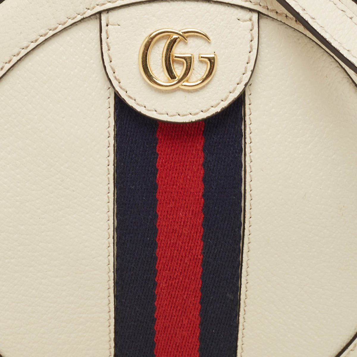 GUCCI Off White Leather Mini Ophidia Round Shoulder Bag