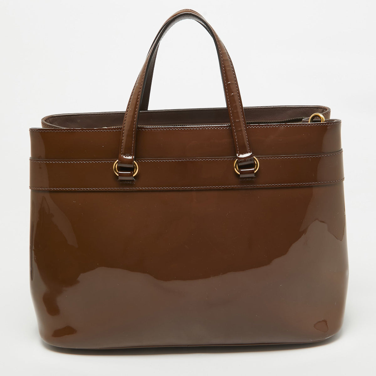 GUCCI Old Rose Patent Leather Bright Bit Tote