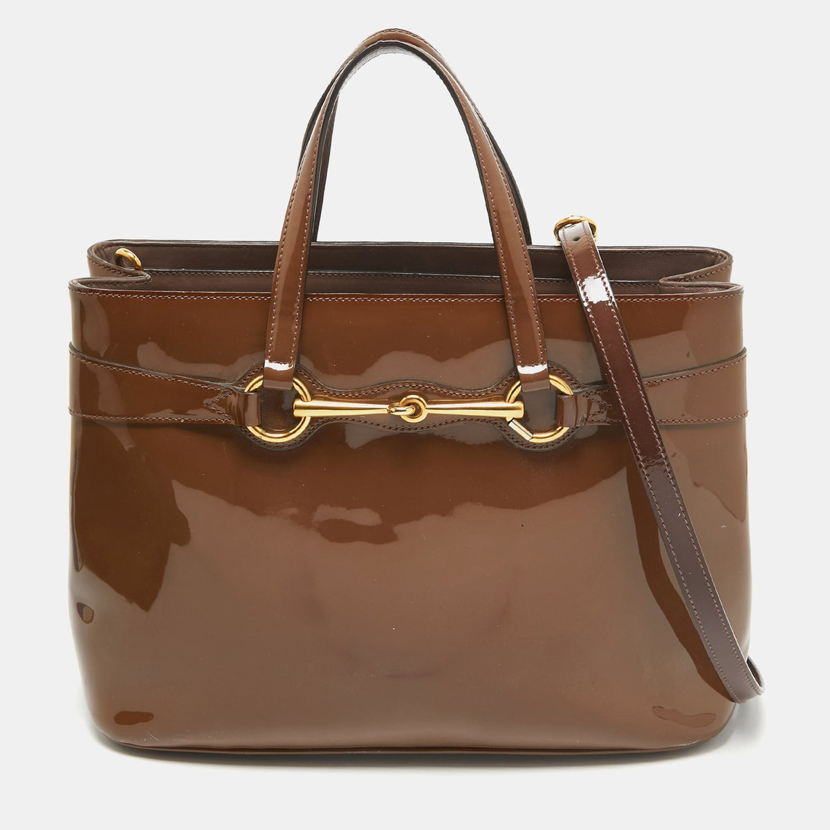 GUCCI Old Rose Patent Leather Bright Bit Tote