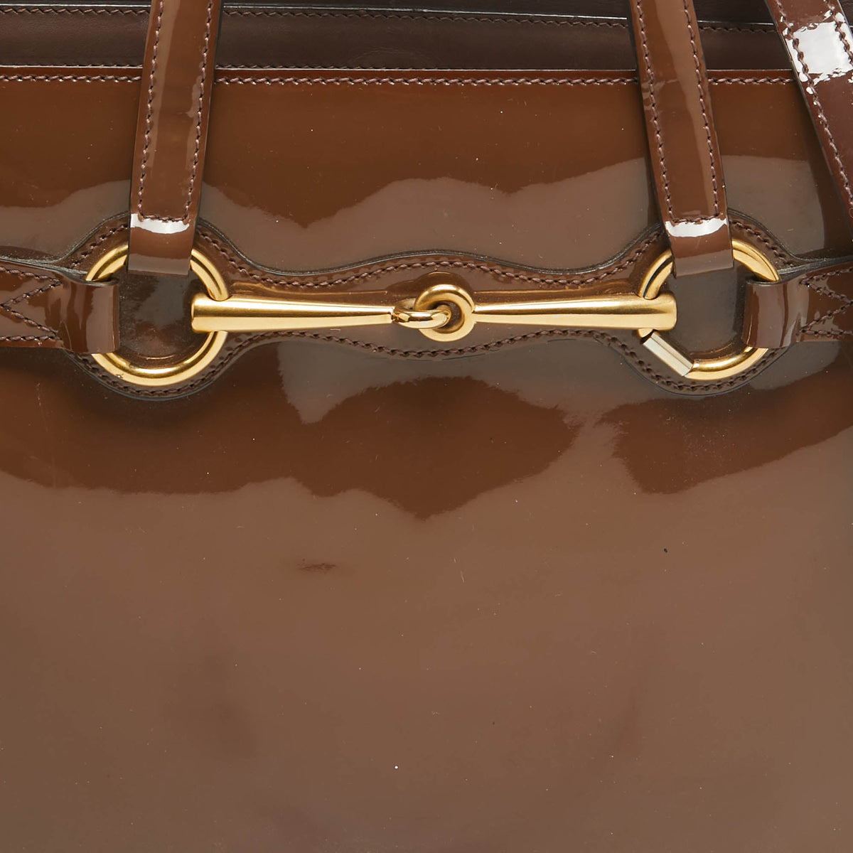 GUCCI Old Rose Patent Leather Bright Bit Tote
