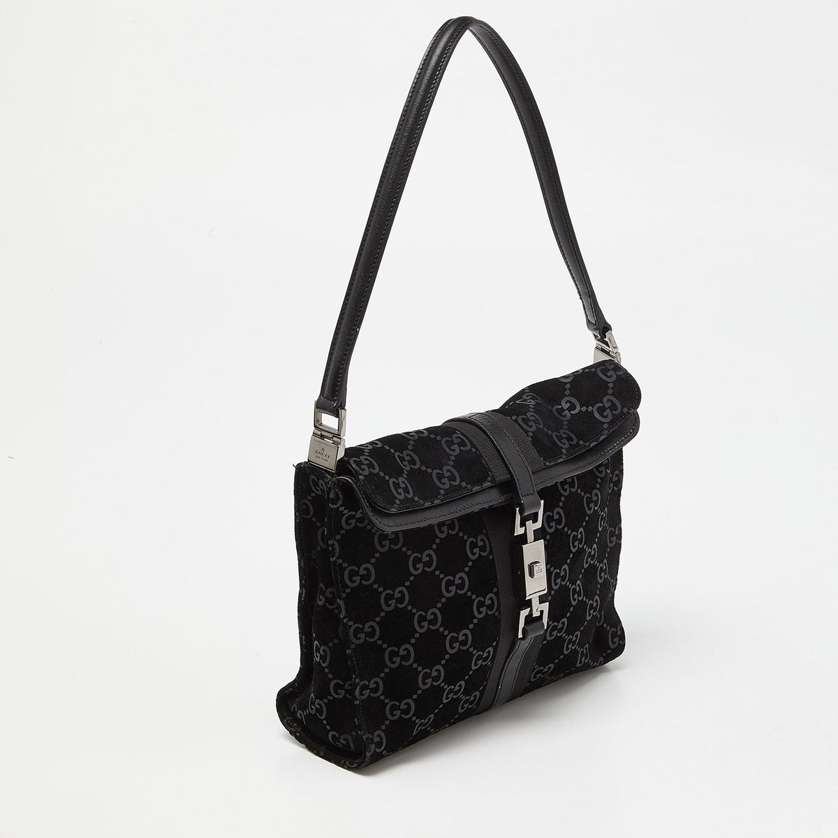 GUCCI Black Suede and Leather Jackie O Bag