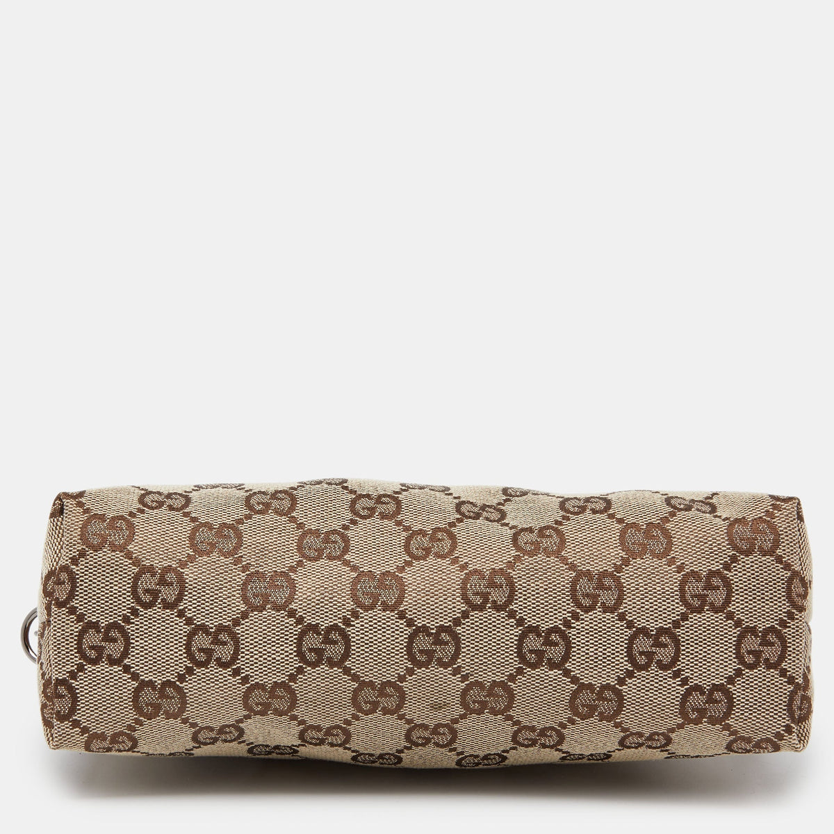 GUCCI Beige/Brown GG Canvas and Leather Pochette