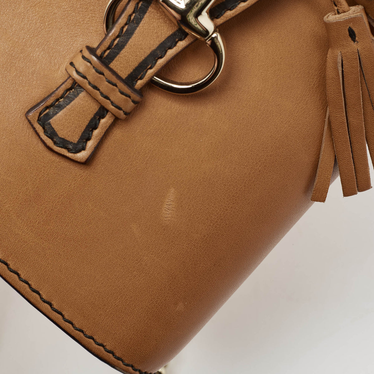 GUCCI Brown Leather Emily Chain Crossbody Bag
