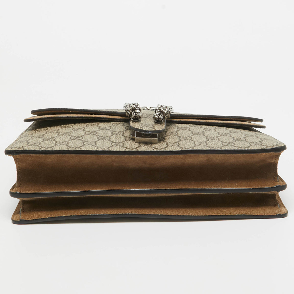 GUCCI Beige GG Supreme Canvas and Suede Medium Dionysus Shoulder Bag