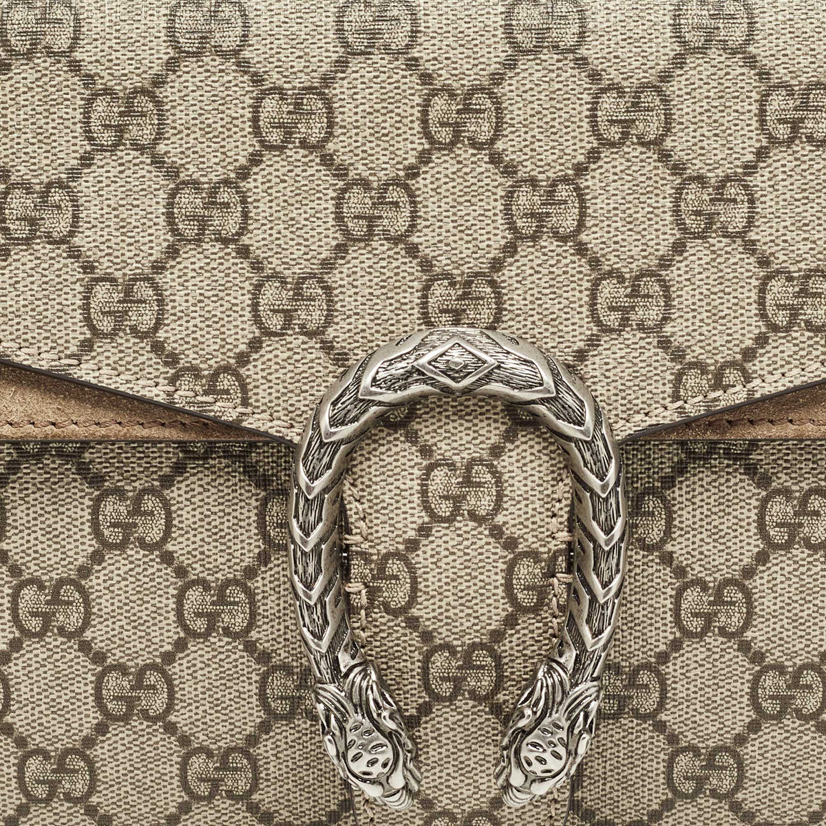 GUCCI Beige GG Supreme Canvas and Suede Small Dionysus Shoulder Bag