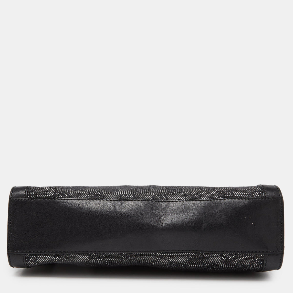 GUCCI Grey/Black GG Canvas and Leather Zip Bag