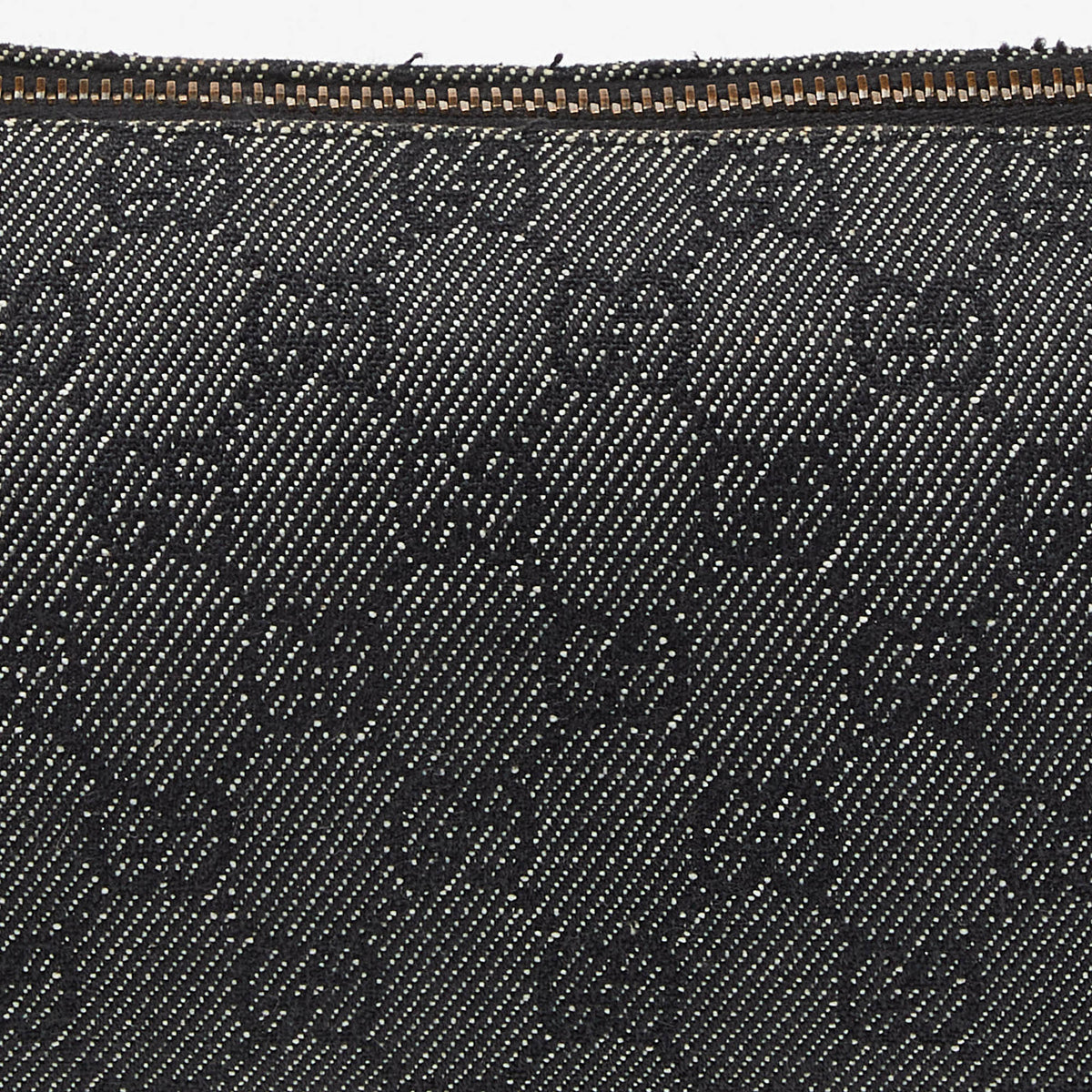 GUCCI Grey/Black GG Canvas and Leather Zip Bag