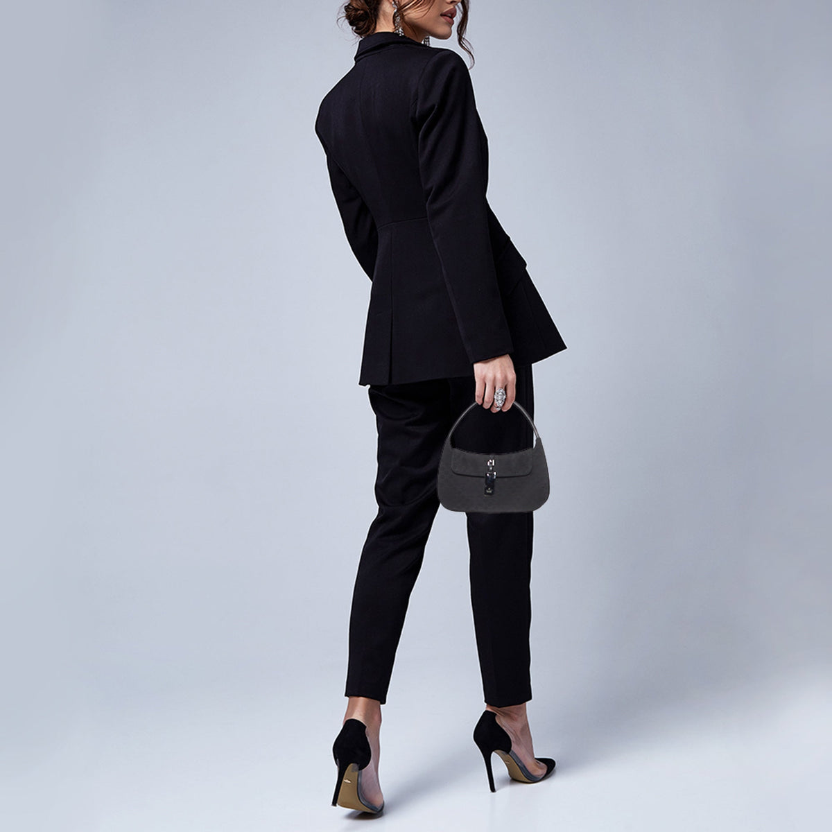 GUCCI Black Micro ssima Nylon and Leather Pochette