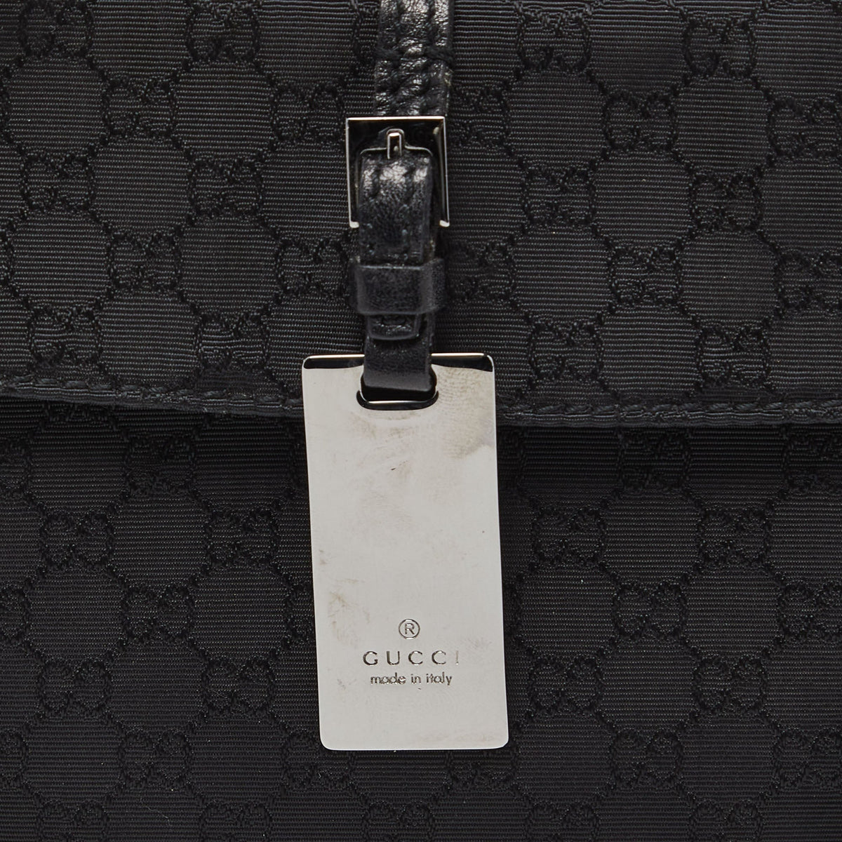 GUCCI Black Micro ssima Nylon and Leather Pochette