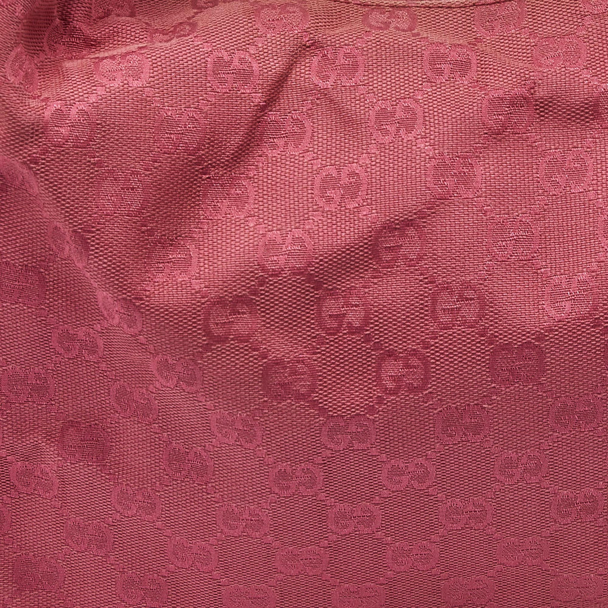 GUCCI Pink GG Canvas and Leather Horsebit Handle Hobo