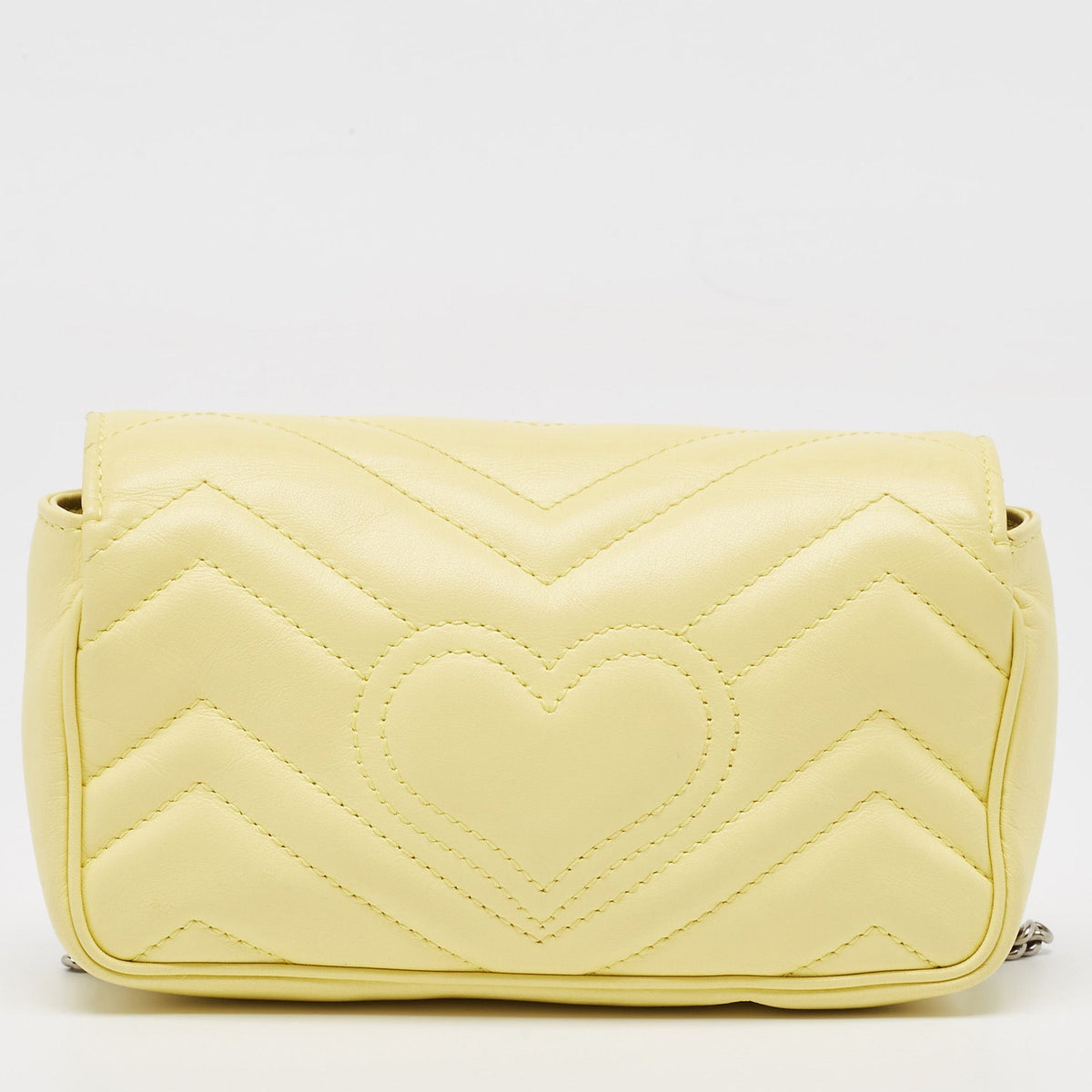 GUCCI Yellow Matelasse Leather Super Mini GG Marmont Shoulder Bag