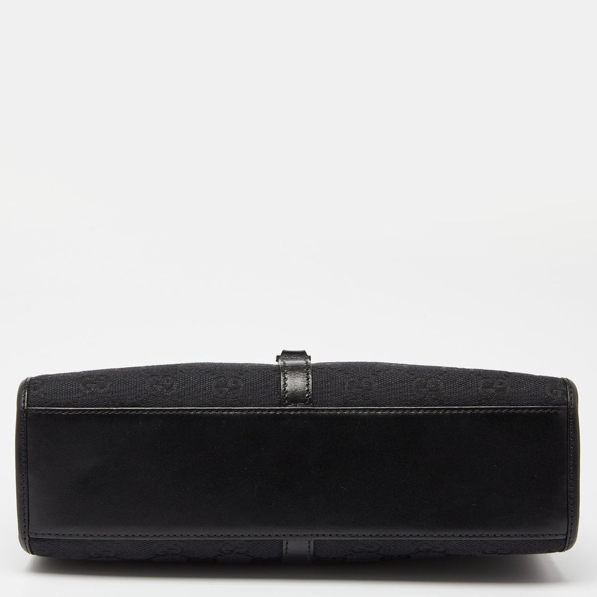 GUCCI Black GG Canvas and Leather Small Bardot Bag