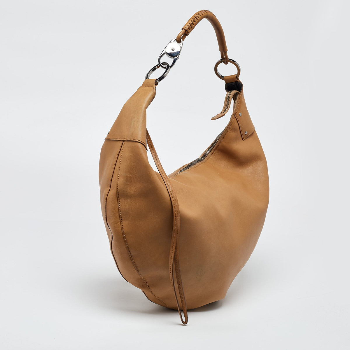 GUCCI Beige Leather Zip Hobo