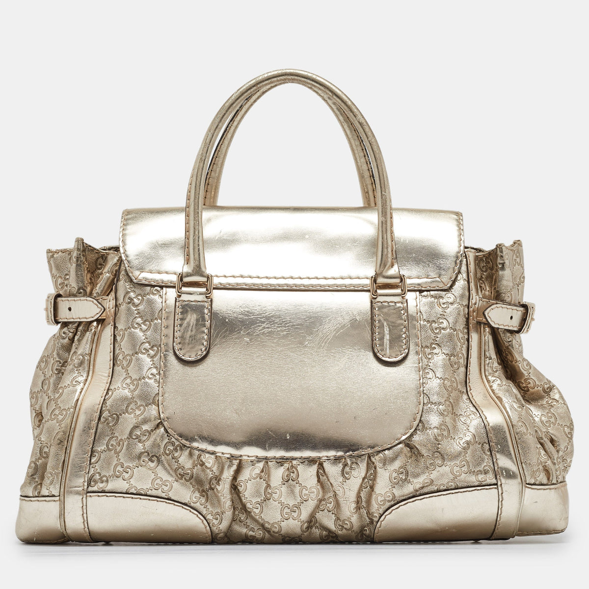 GUCCI Gold ssima Leather Large Queen Satchel