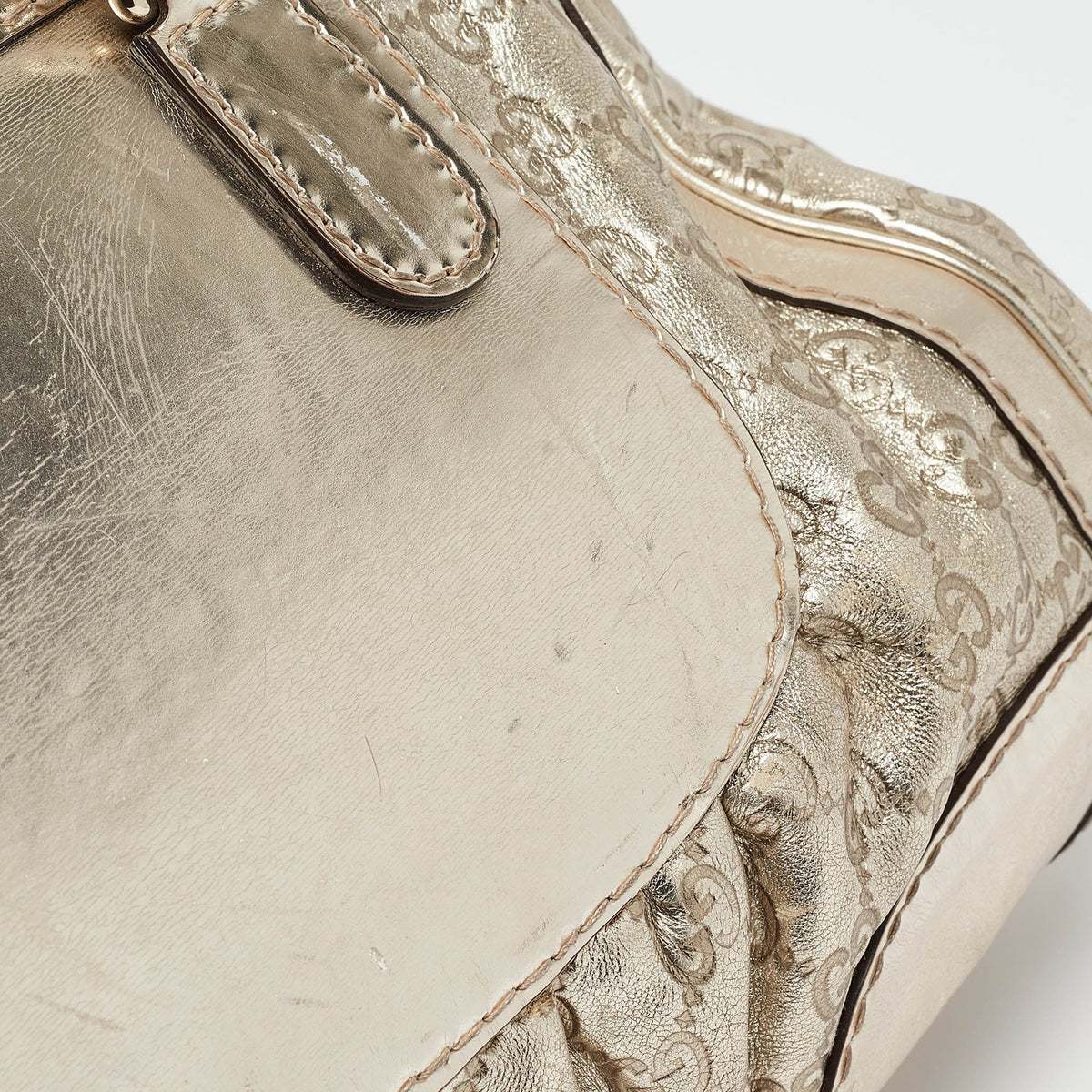 GUCCI Gold ssima Leather Large Queen Satchel