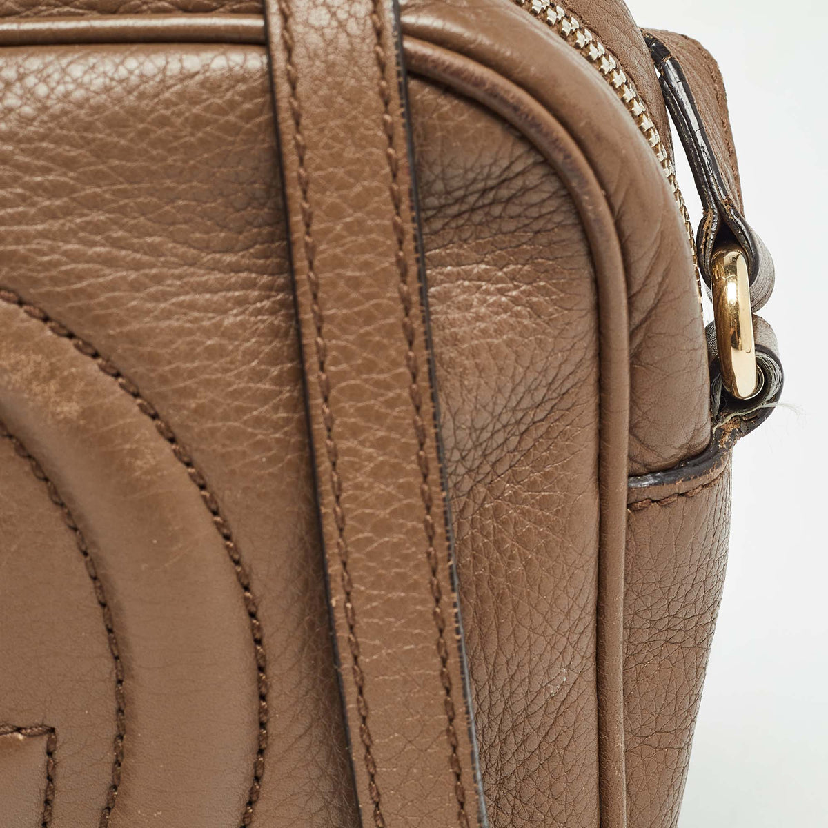 GUCCI Brown Leather Small Soho Disco Crossbody Bag