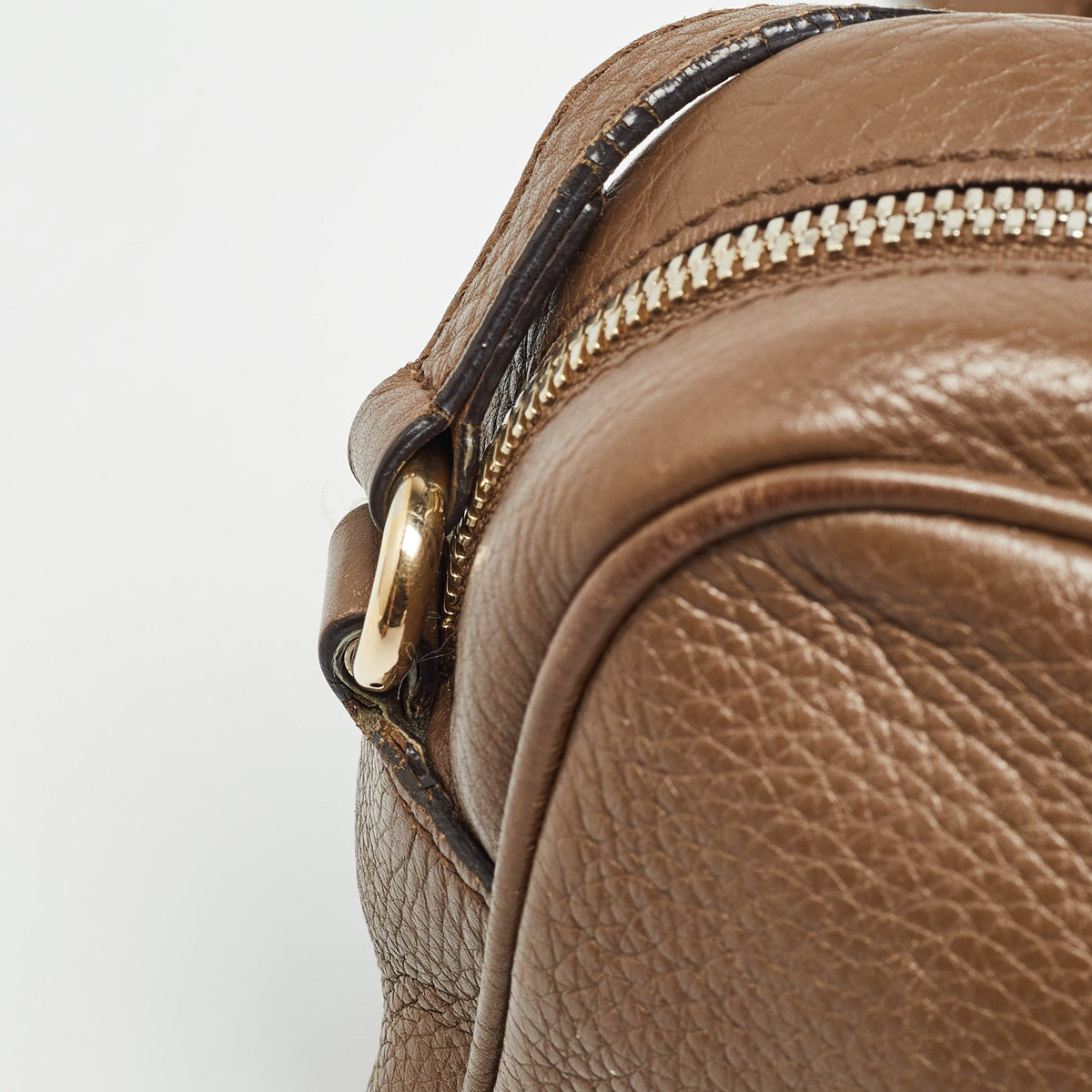 GUCCI Brown Leather Small Soho Disco Crossbody Bag