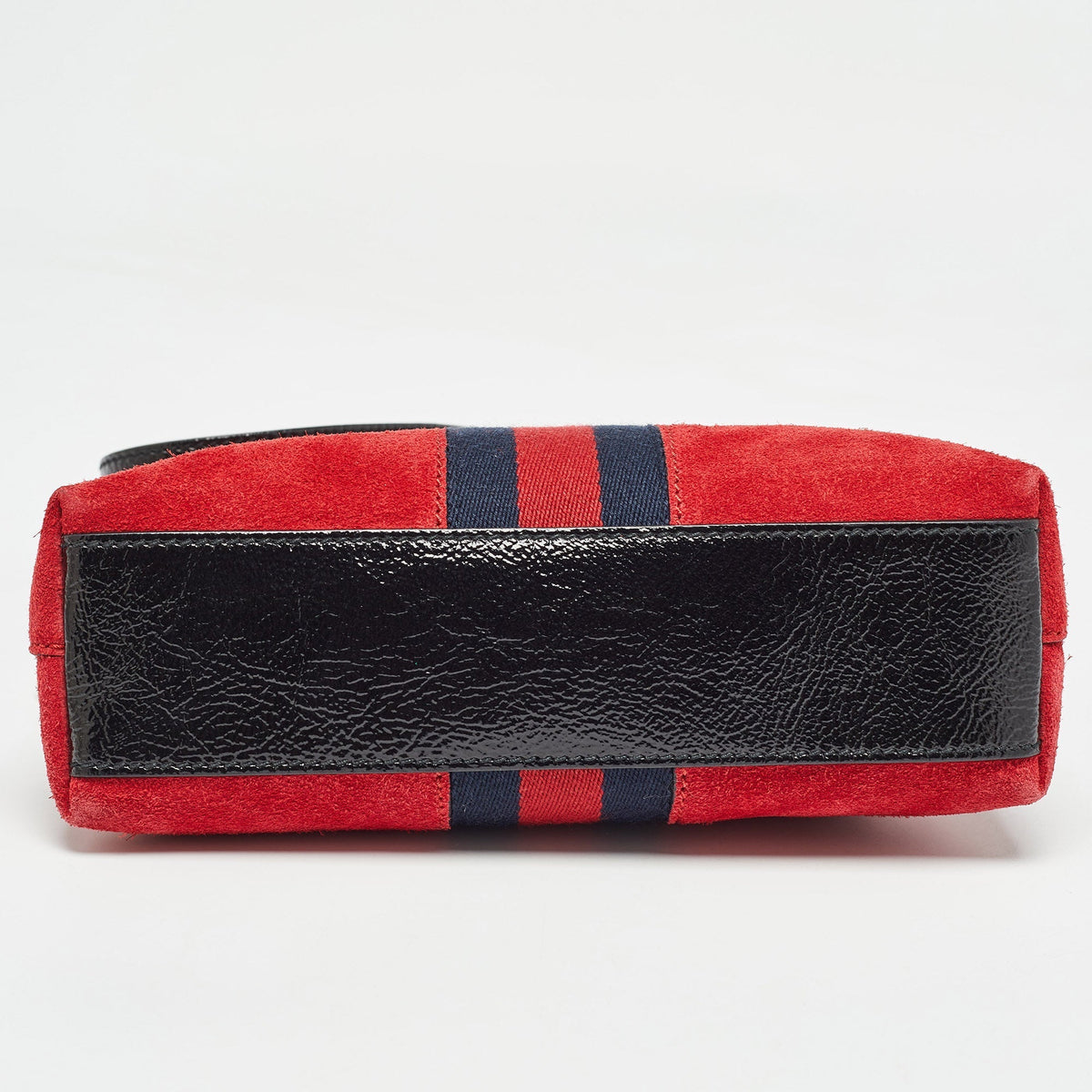GUCCI Red/Black Suede and Patent Leather Small  Ophidia Shoulder Bag