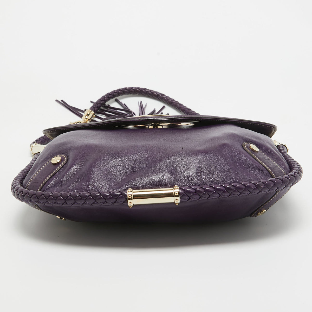 GUCCI Purple Leather Britt Tassel Flap Bag