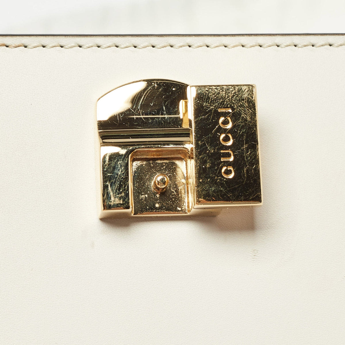 GUCCI Off White Leather Mini Web Chain Sylvie Crossbody Bag