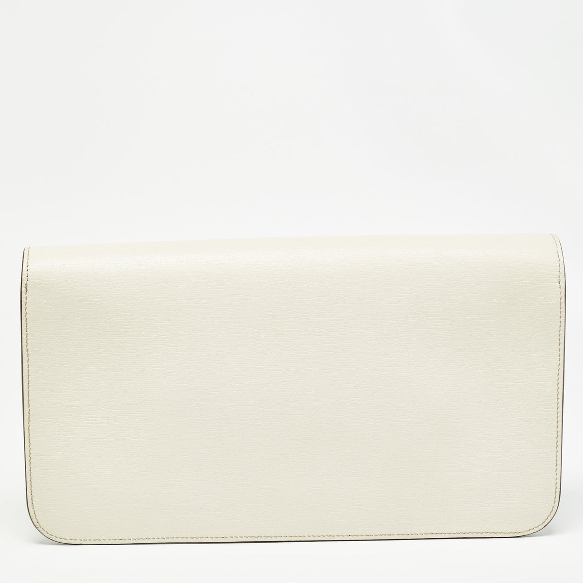 GUCCI Off White Leather Bright Bit Clutch