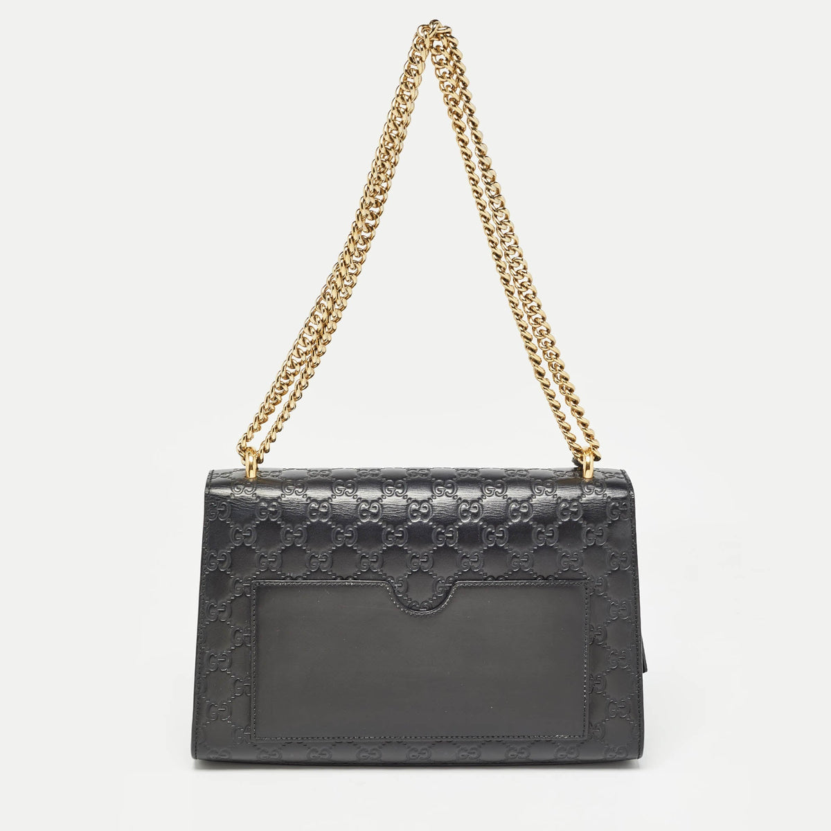 GUCCI Black ssima Leather Medium Padlock Shoulder Bag