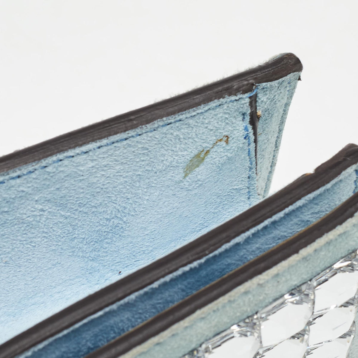 GUCCI Light Blue Suede Broadway Clutch