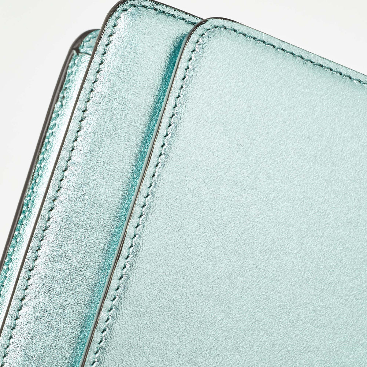 GUCCI Metallic Mint Green Leather Crystals Broadway Clutch Bag
