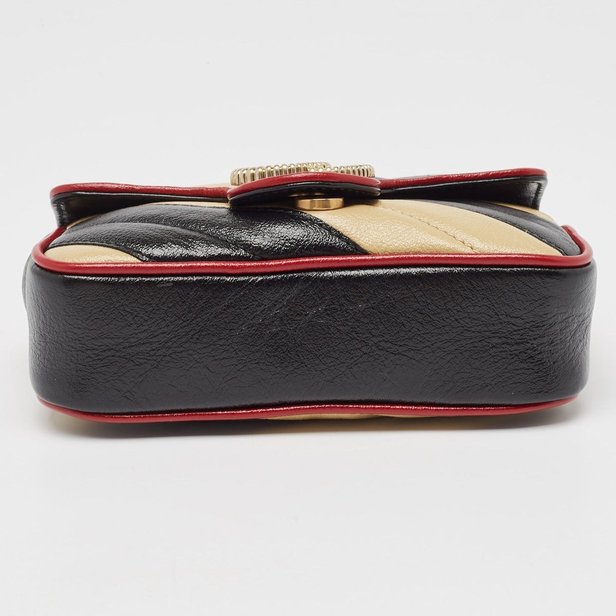 GUCCI Tricolor Matelasse Leather Super Mini GG Marmont Torchon Bag