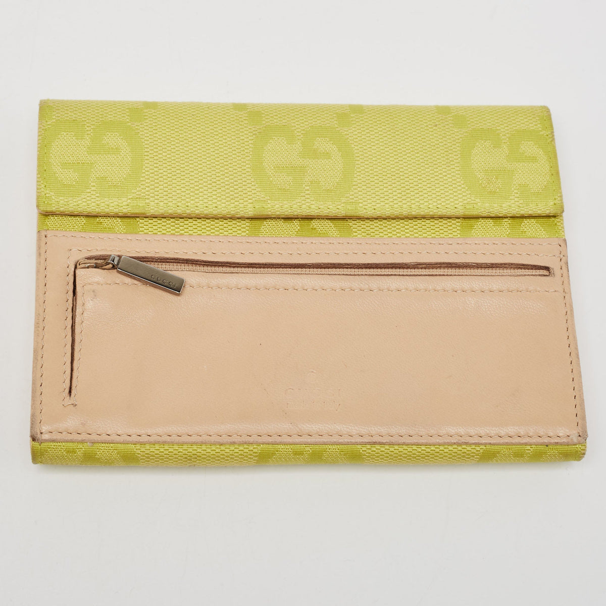 GUCCI Natural/Neon Yellow/ Jumbo GG Canvas Jackie Tote w/ Wallet