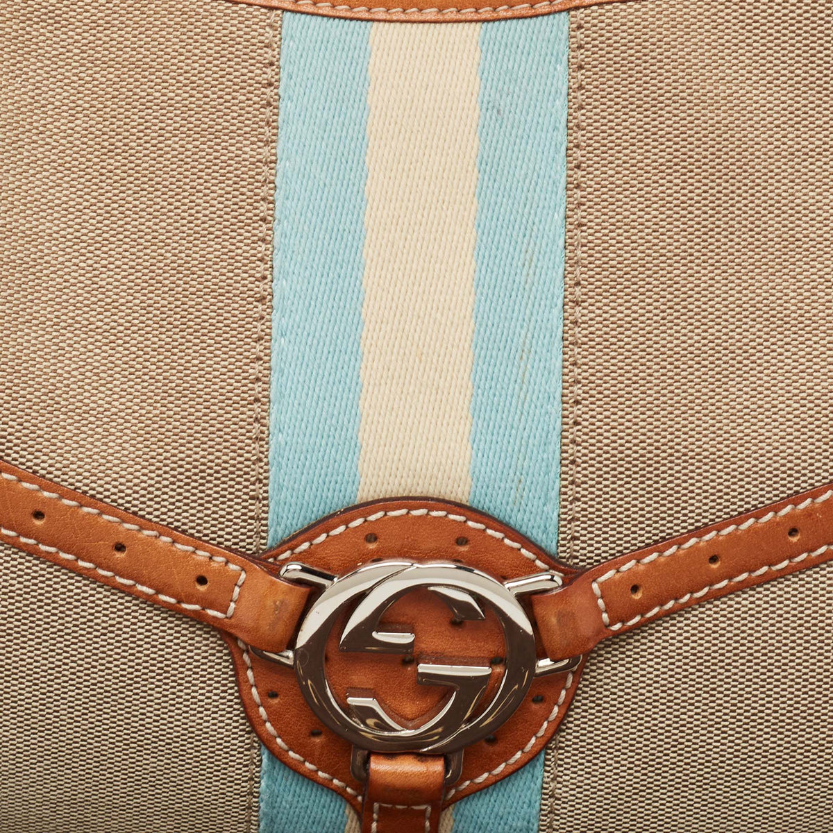 GUCCI Tricolor Canvas and Leather GG Reins Hobo