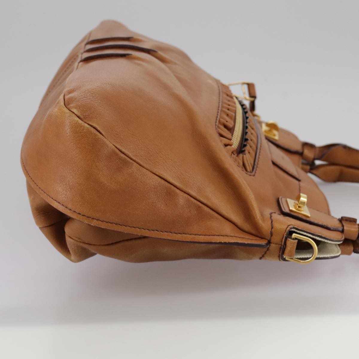 Chloe Margaret Hand Bag Leather 2way Brown Gold mr897