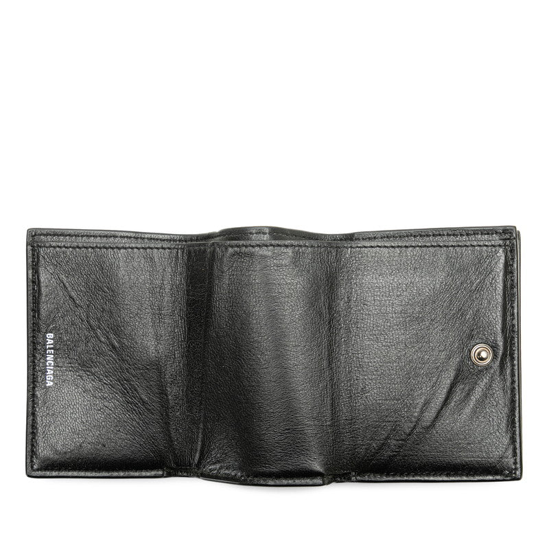 balenciaga Logo Leather Tri-Fold Wallet
