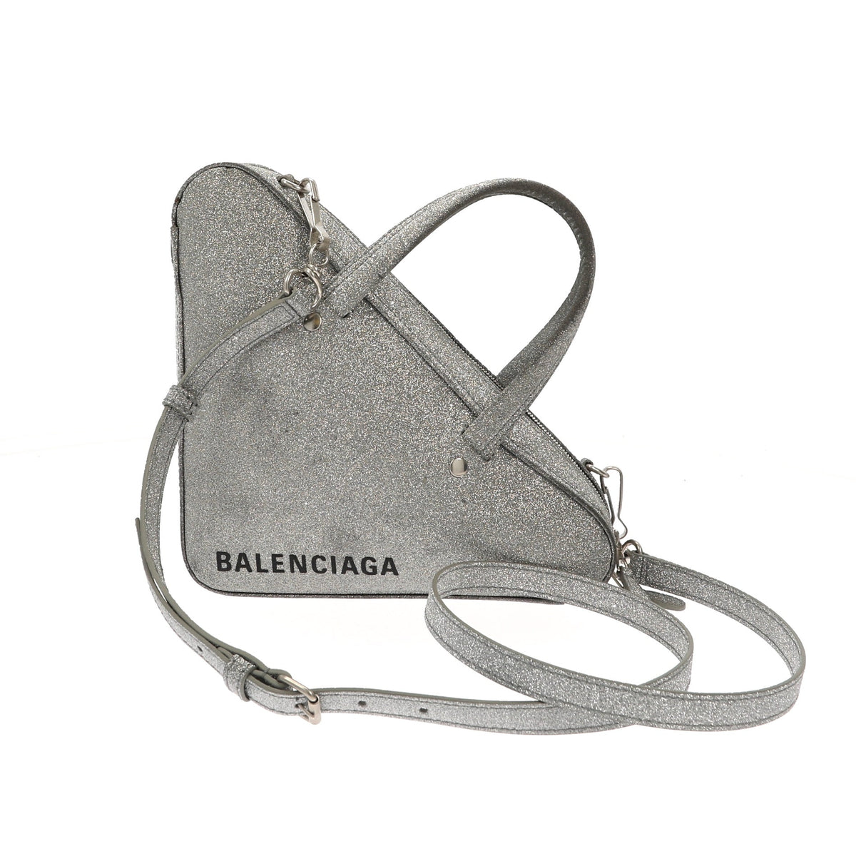 balenciaga Triangle Handbag in Metallic Leather