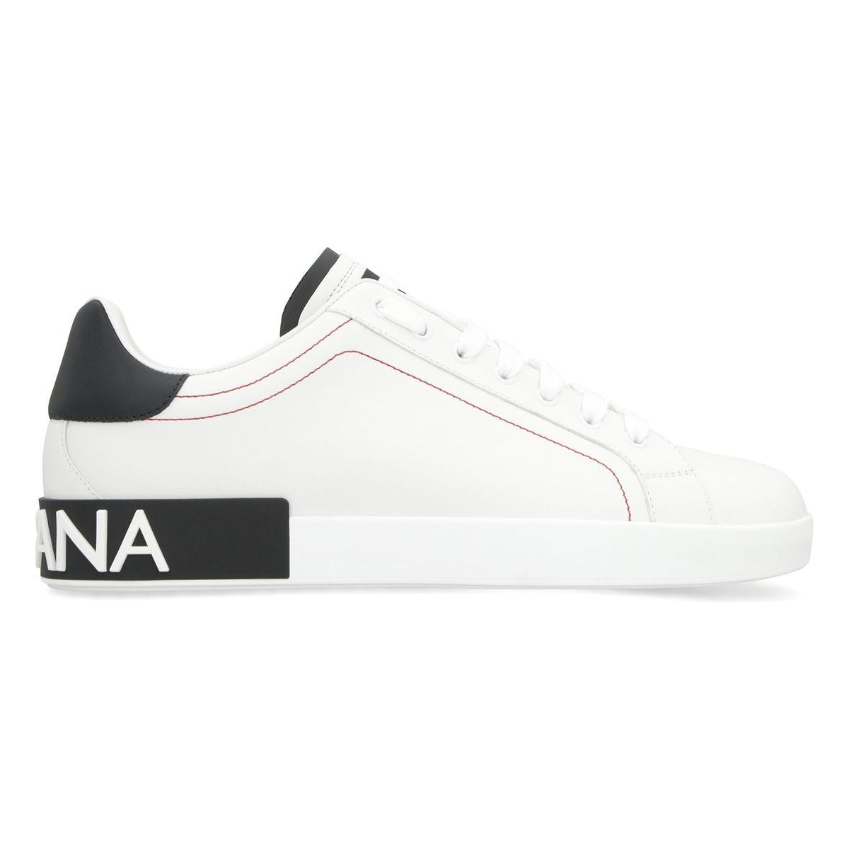 PORTOFINO WHITE/BLACK LEATHER TRAINER