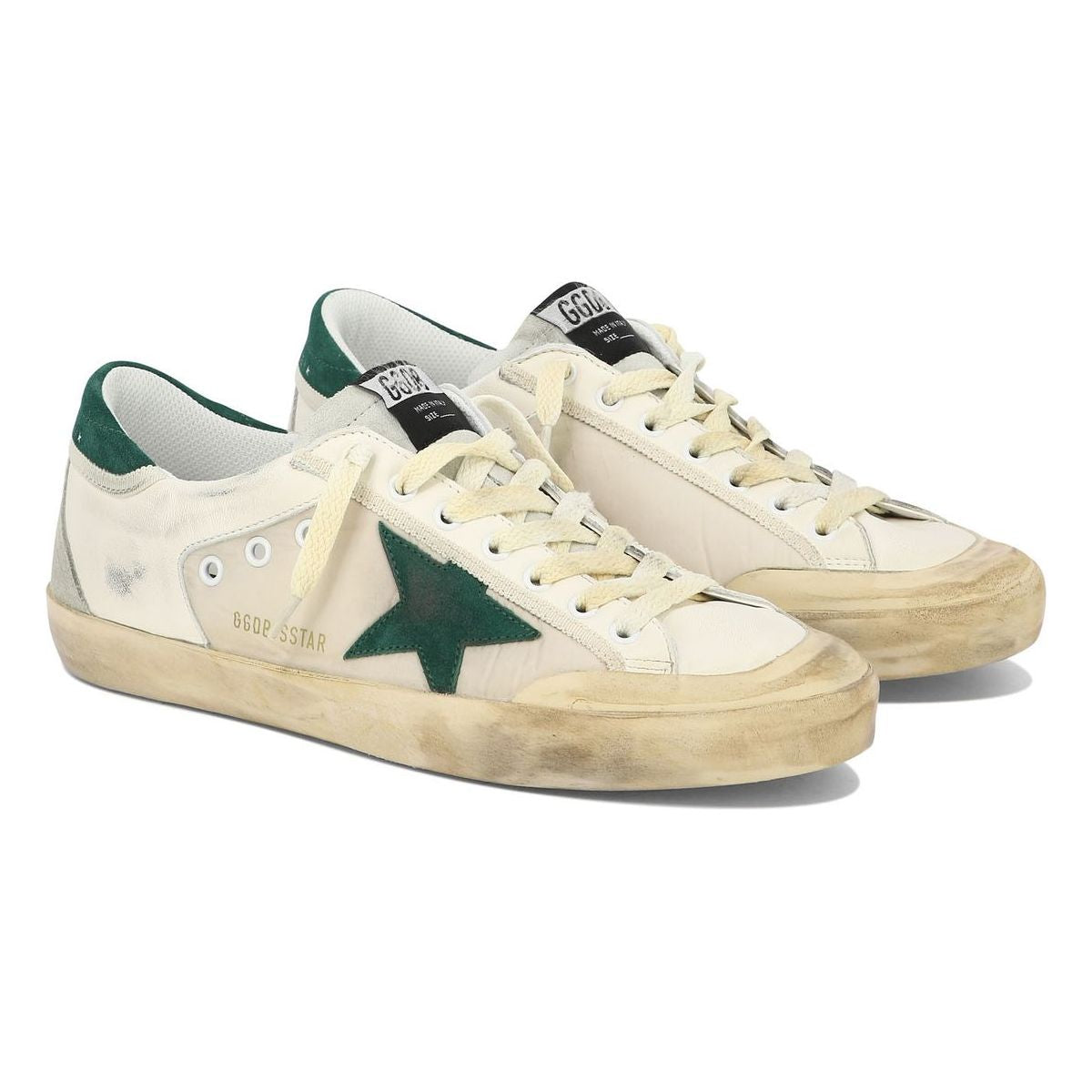 GOLDEN GOOSE SUPER-STAR DISTRESSED PANELLED SNEAKERS