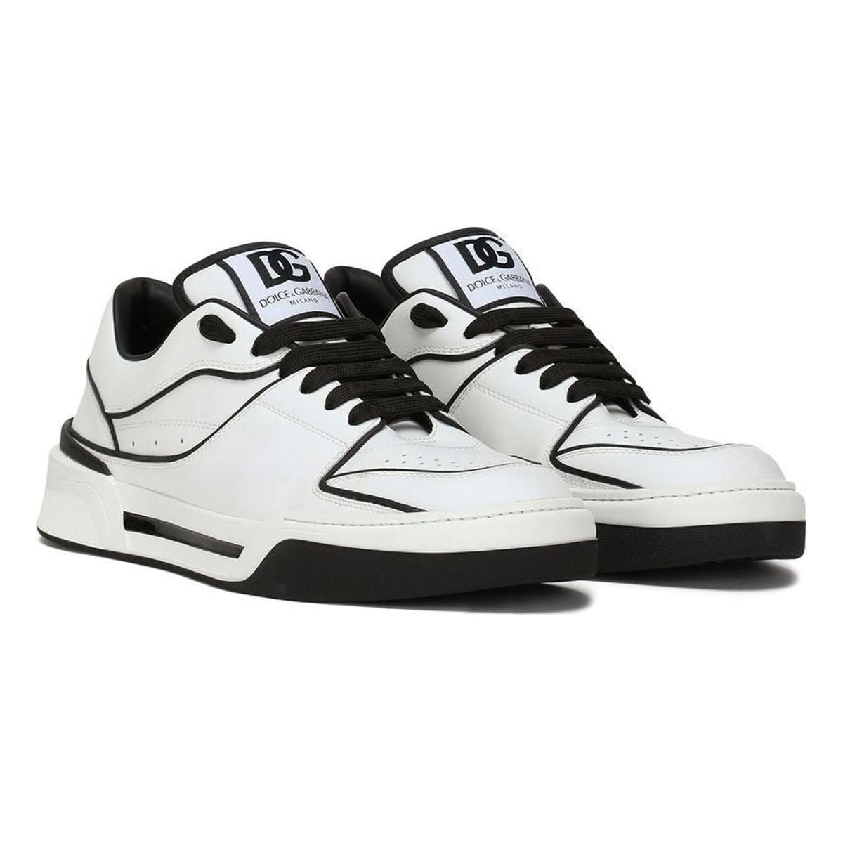 NEW ROMA WHITE/BLACK LEATHER LOW SNEAKER