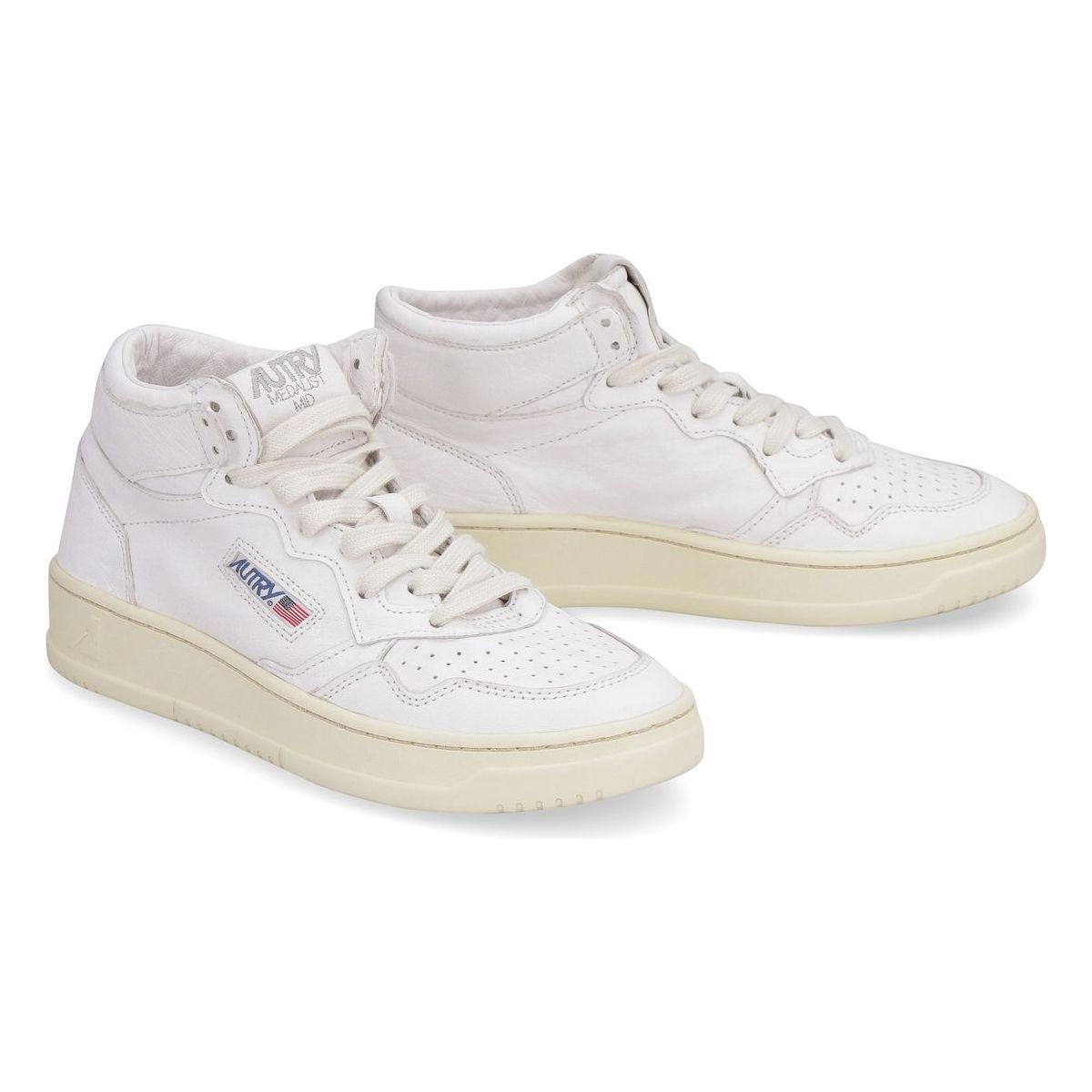 WHITE LEATHER HIGH-TOP SNEAKERS